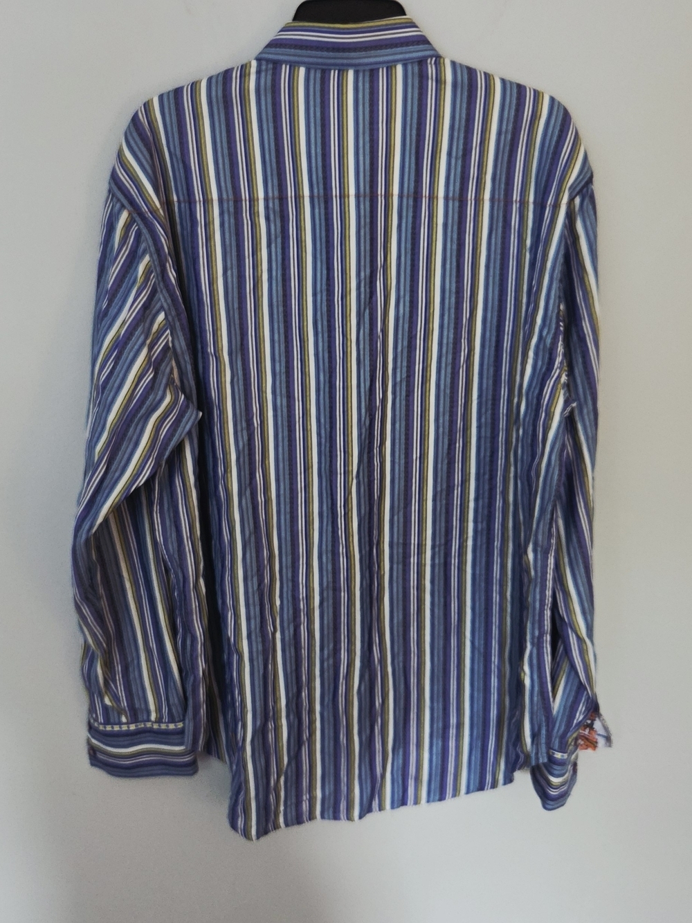 Robert Graham Men's Blue Striped Button-Up Shirt Size LARGE - Picture 6 of 10